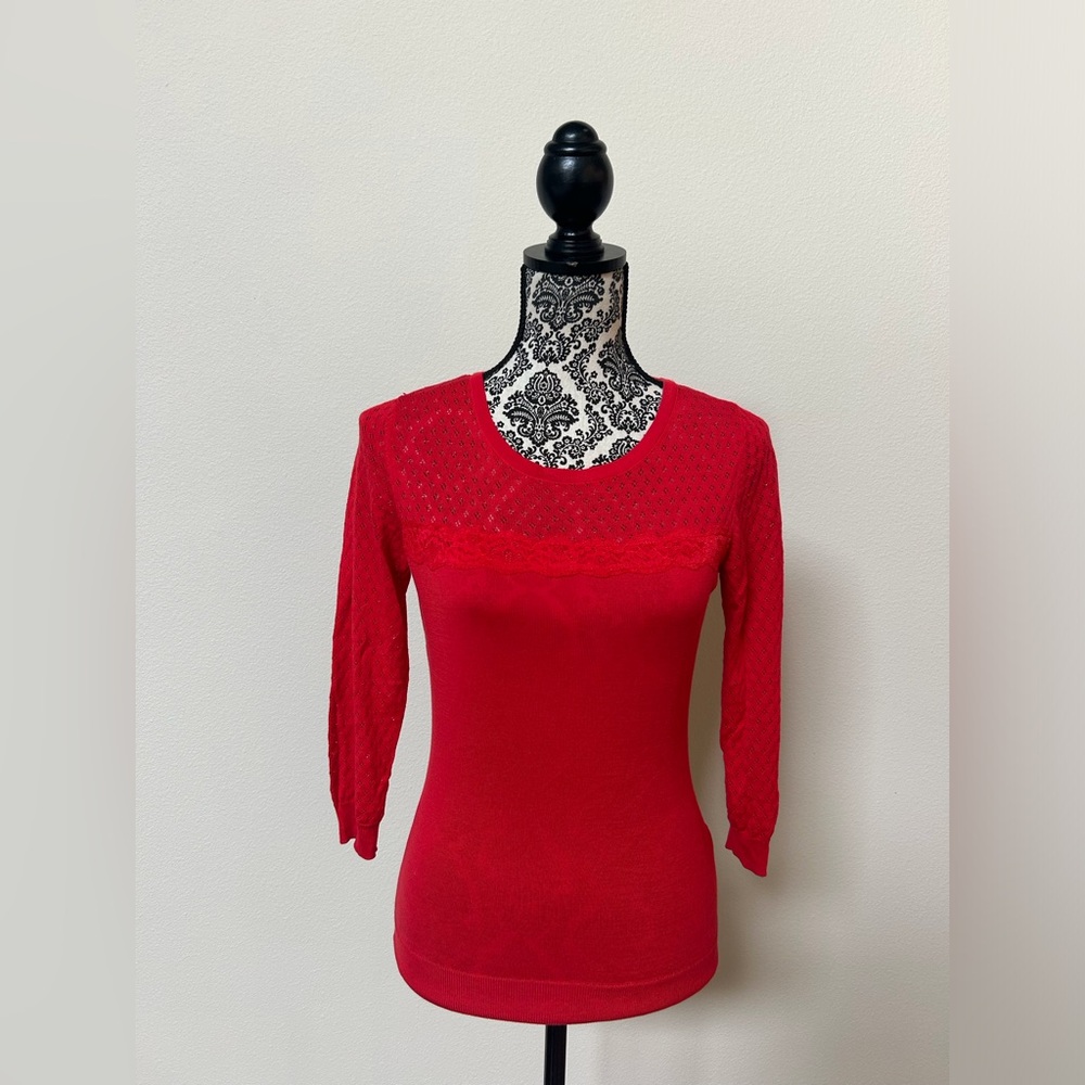 H&M Bold Red Knit Top S